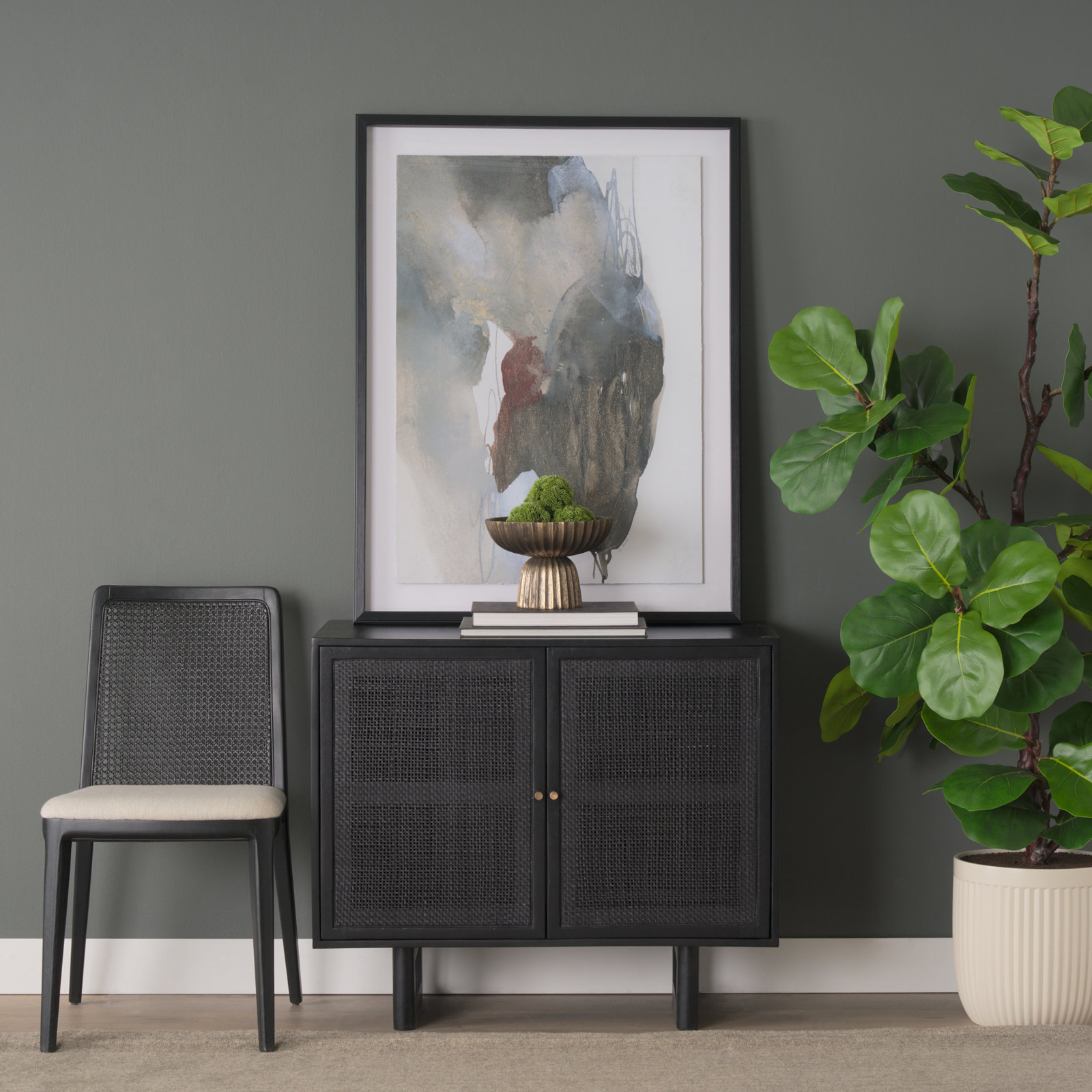 Cinna Solid Wood 2-Door Accent Cabinet, Black
