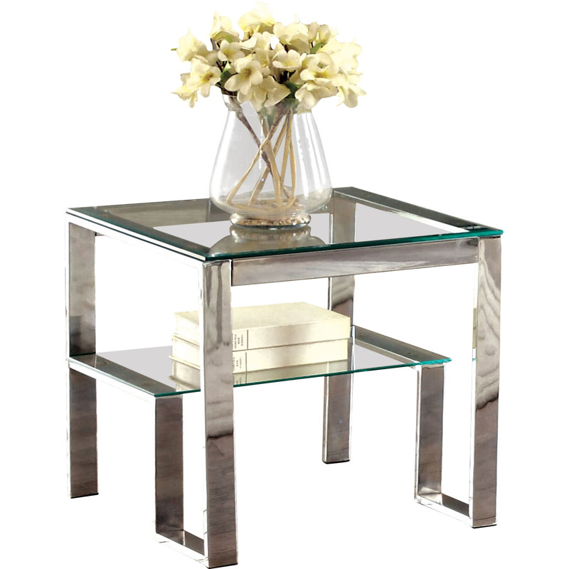 Kyton Glass Top End Table, Gold