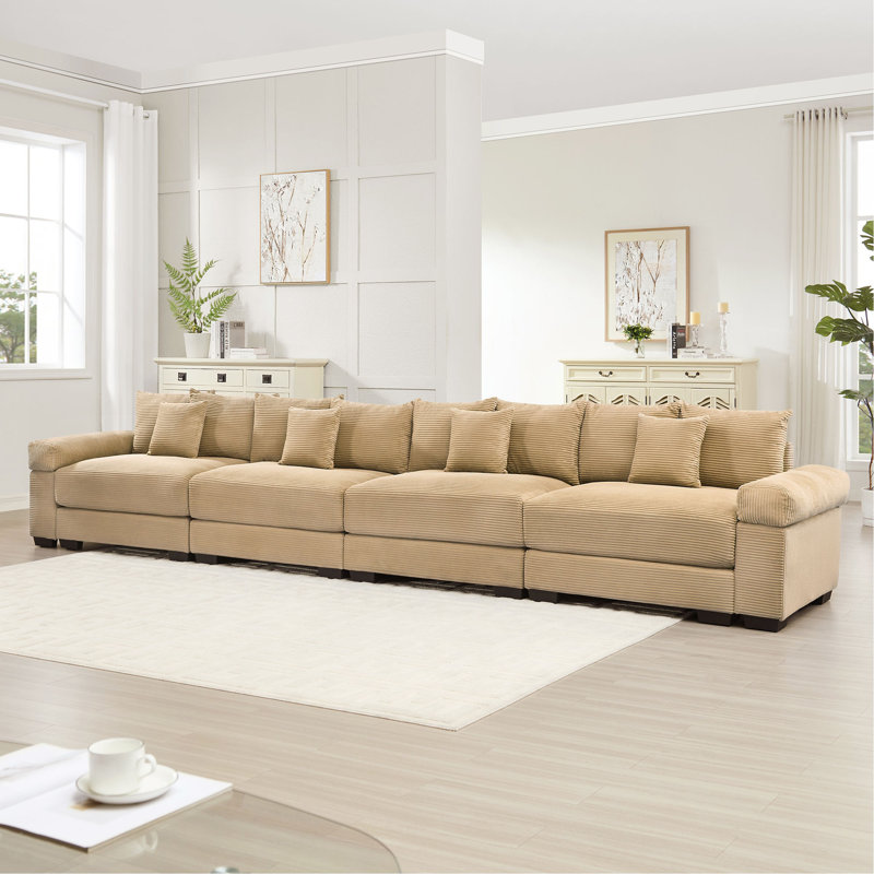 Canapé modulaire surdimensionné de 170 po Cloud, L 167,6 po, Velours côtelé chameau