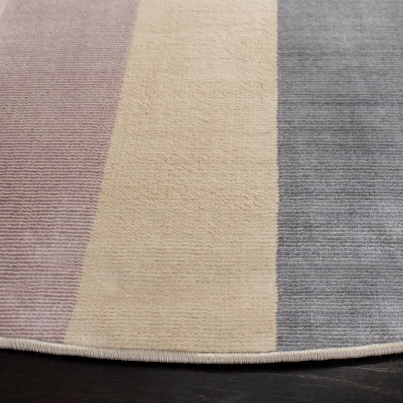 Aslin Geometric Ivory Area Rug, Round 6'7"