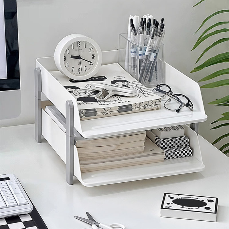 Stackable 2-Tier Desktop File Organizer