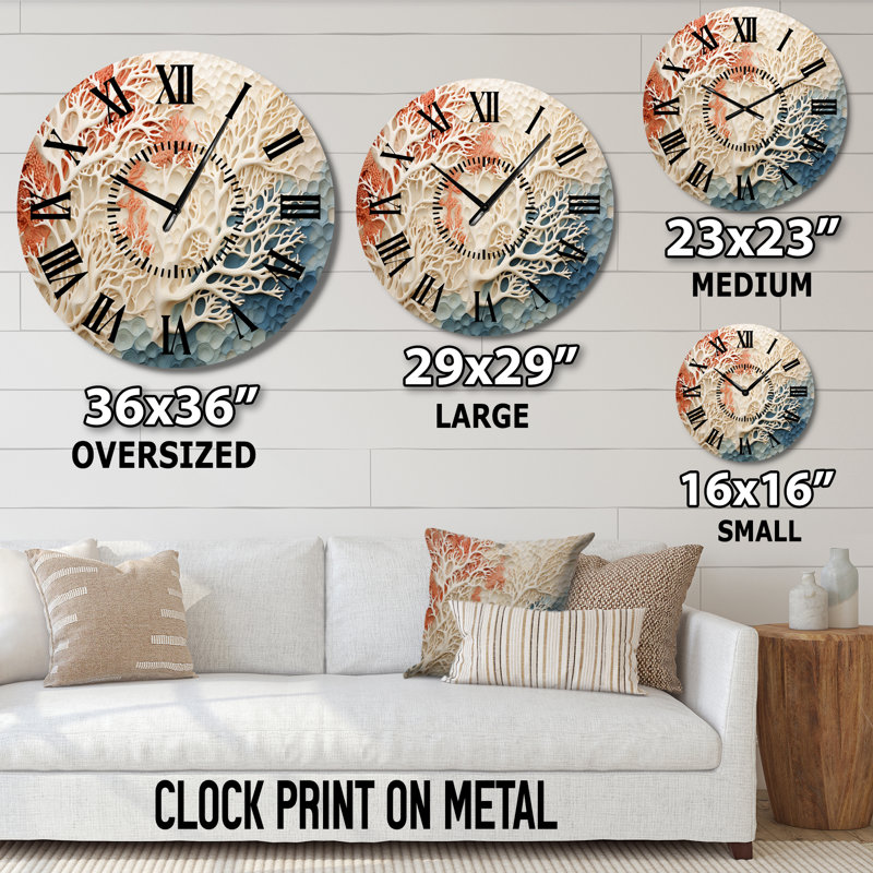 Horloge murale rose et blanche, Grand