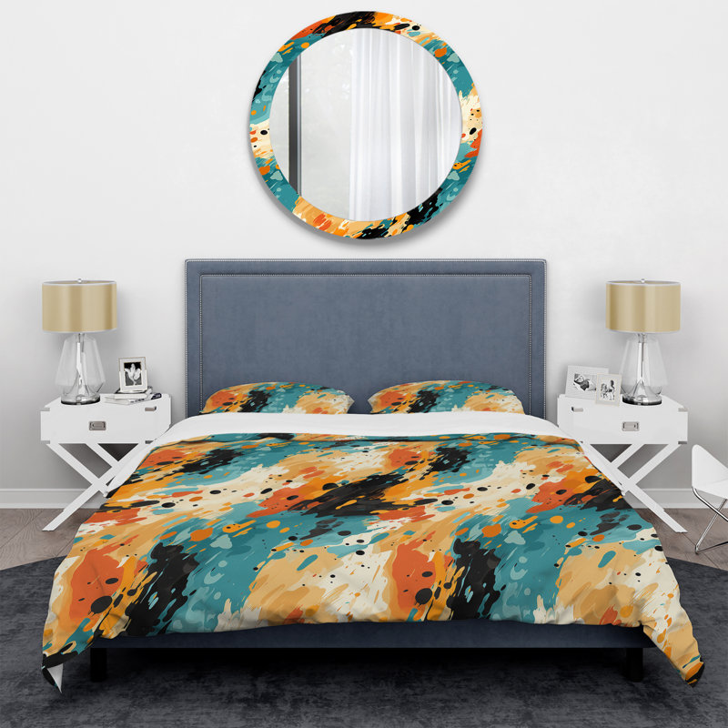 Ensemble de housse de couette multicolore Feather Fury V, Housse de couette simple + 1 taie décorative stan