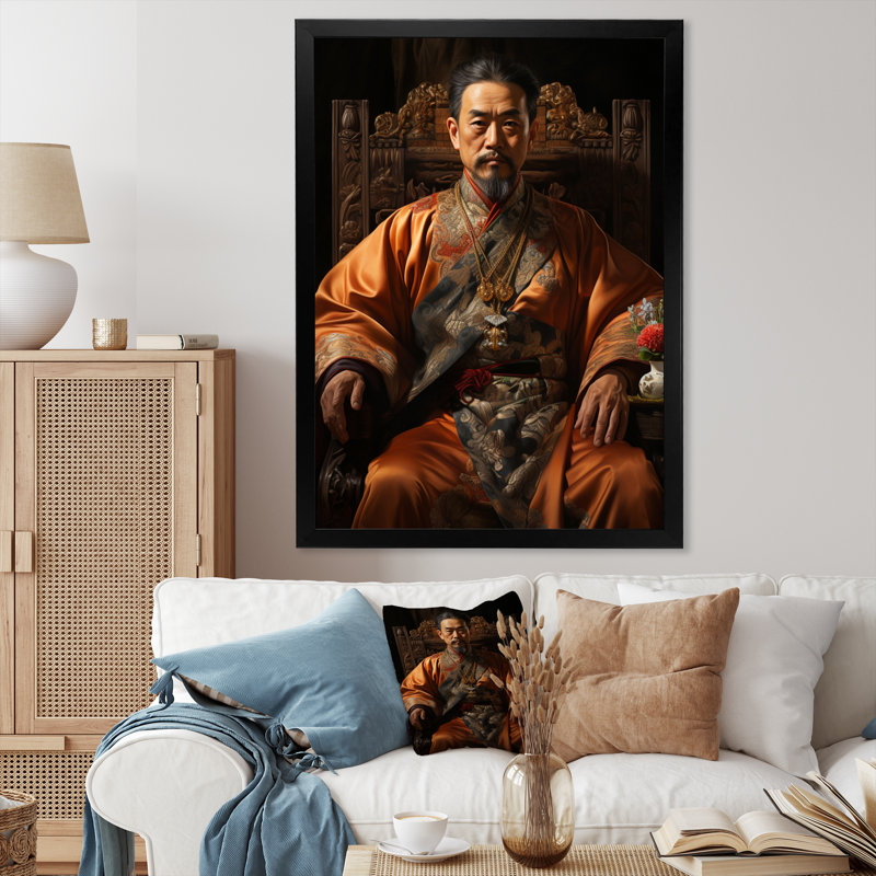 Portrait de l'empereur Kangxi Ummuhan, impression sur toile, Cadre photo noir, H 20 po x l 12 po