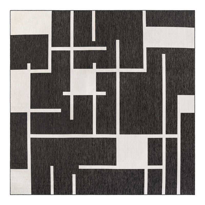 Tapis intérieur / extérieur d'extérieur moderne, Carré 13 pi 1 po