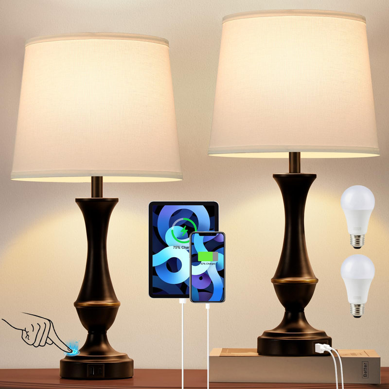 Lampe de table USB Charmica, Blanc