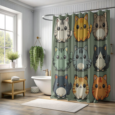 Happy Meow - Rideau de douche Premium