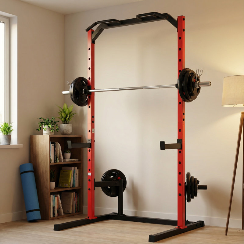 Heavy-Duty Power Rack Squat Cage - 800 LBS Capacity Multi-Function Home Gym System With Pull-Up Bar