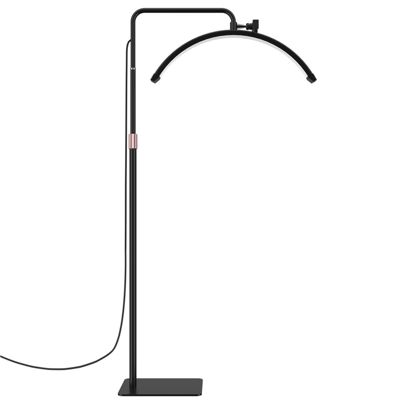Half Moon Lash Light Led Floor Lamp For Eyelash Extension, Black
