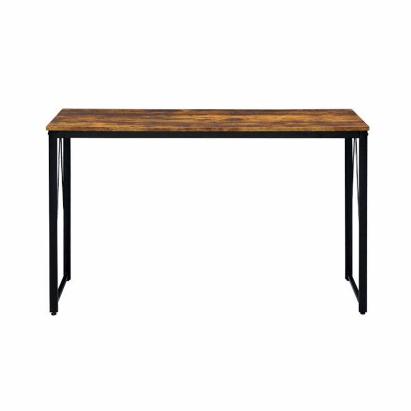 Bureau d'écriture rectangulaire avec base en métal, H 28 po x l 47 po x P 19 po, Chêne antique
