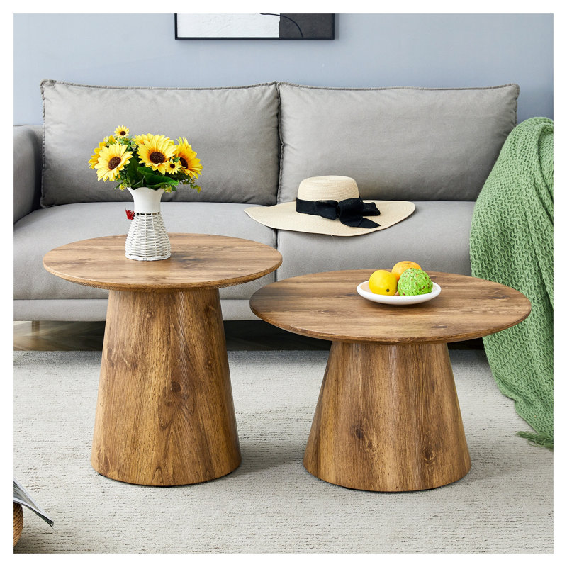 Ensemble de tables basses de style médiéval-moderne, meubles de salon ronds en bois aggloméré