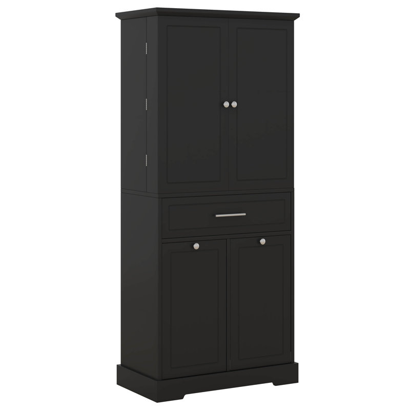 Armoire de rangement 72,6 po, armoire de rangement autoportante avec tablette réglable et panier à linge, portes doubles et tiroir pour salle de bain / salle de lavage