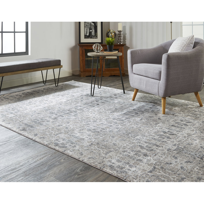 Lindstra Oriental Area Rug in Warm Gray, Rectangle 9'9" x 13'2"