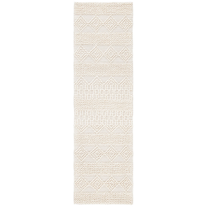 Natura Handwoven Wool/Cotton Beige Area Rug, Runner 2'3" x 8'