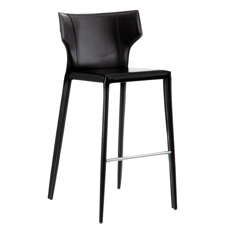 Doty Upholstered Counter Stool with Metal Frame, Black