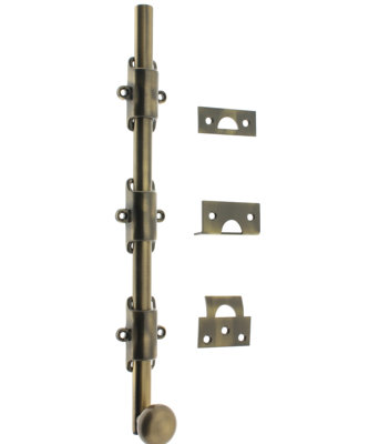 Solid Brass 18" Heavy Duty Surface Bolt