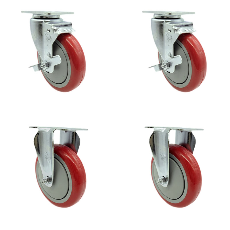 Ensemble de roulettes en polyuréthane SS, Rouge