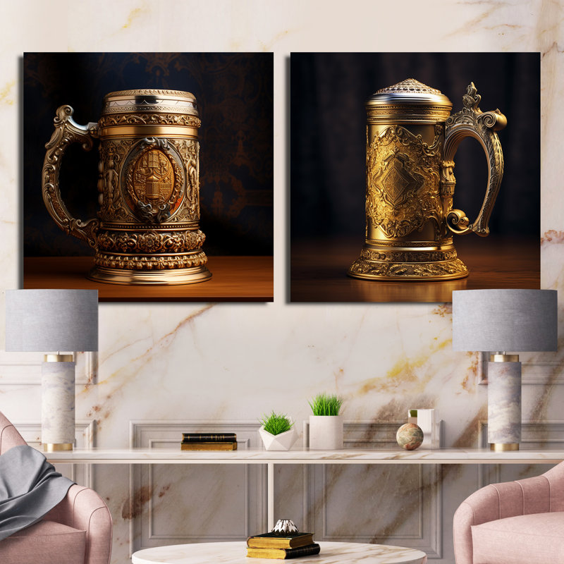Jeu de 2 verres à bière Traditional, H 36 po x l 73 po, Toile tendue