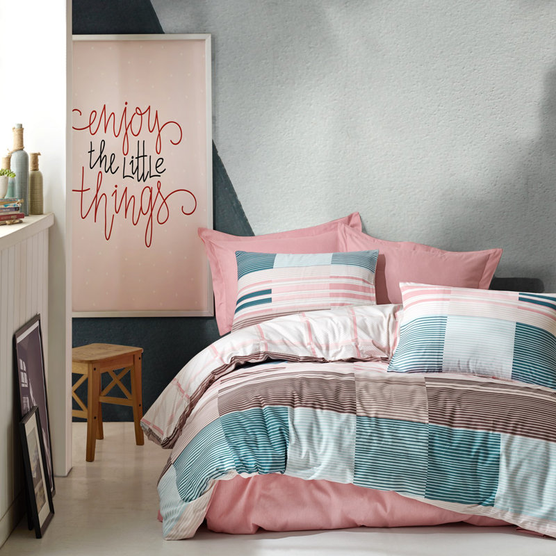 Ensemble de housse de couette Meets, Housse de couette double + 1 drap + 2 taies d'orei