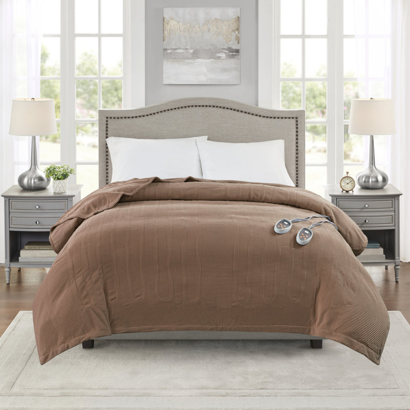 Couverture chauffante électrique en micromolleton Beautyrest, Très grand, Brun