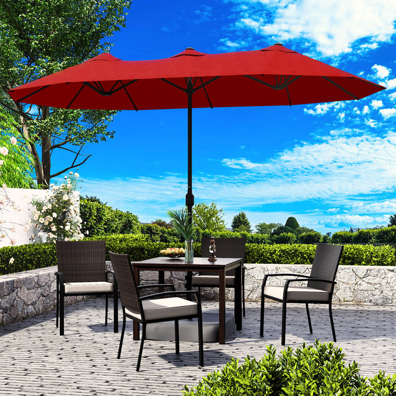 Parasol d'extérieur 13 pi double face, Rouge