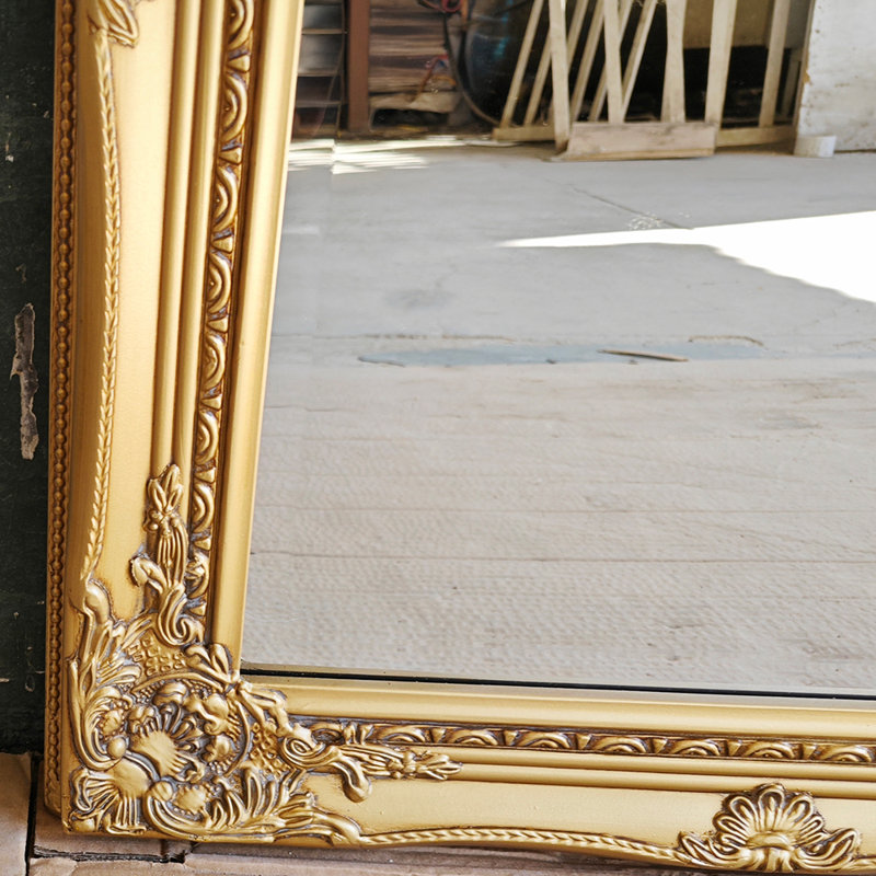 Kelleher Solid Wood Rectangle Mirror, Antique Gold, 60cm H x 50cm W