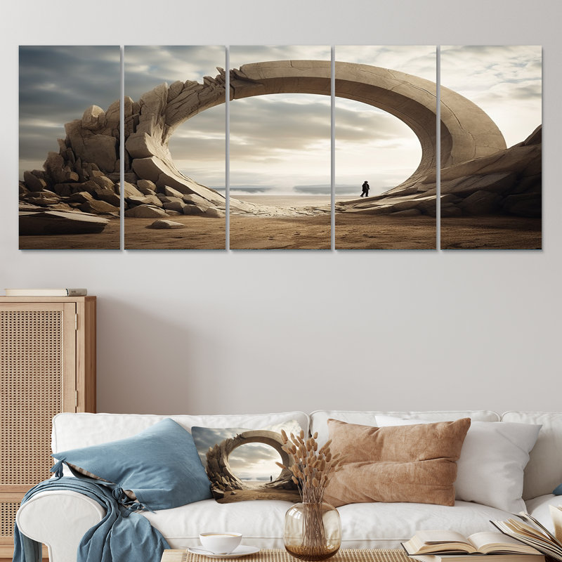 "Gris surréalisme, espace 5 pièces", 5 pièces, H 28 po x l 60 po