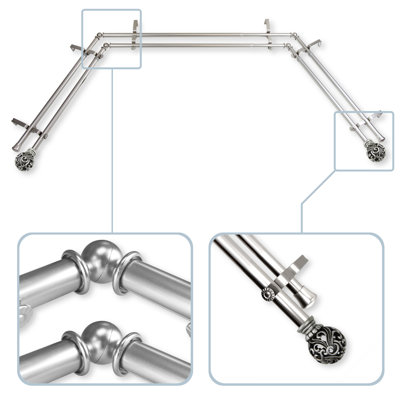 Whisnant Adjustable Bay Window Double Curtain Rod
