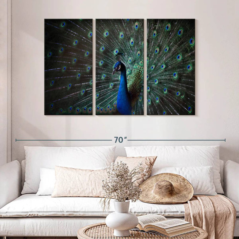 Brampt Noble Blue Peacock, 32" H x 50" W