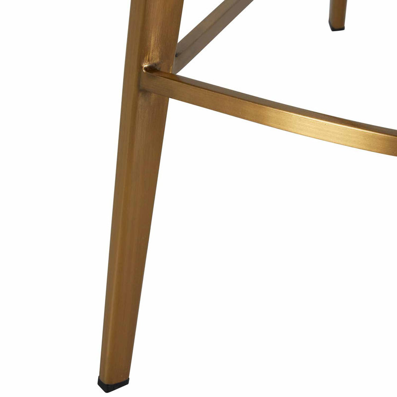 Hines Transitional Brushed Gold and Charcoal Brown Faux Leather Counter Stool