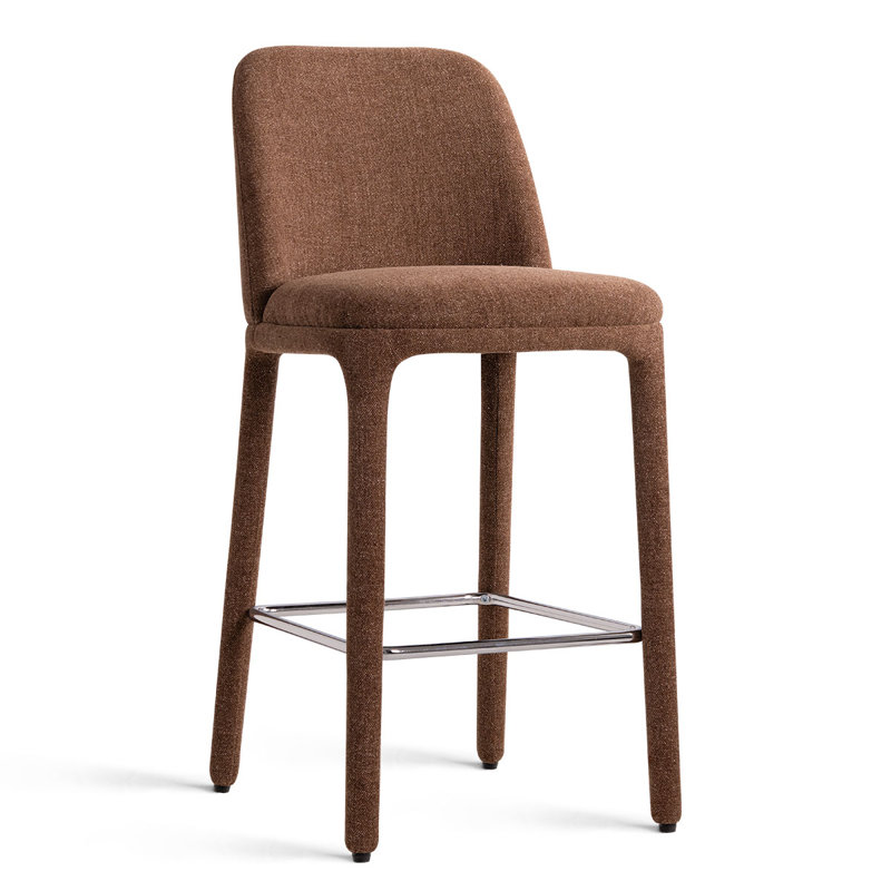 Tabouret de comptoir moderne 26,5 "entièrement rembourré en tissu (ensemble de 4), Brun