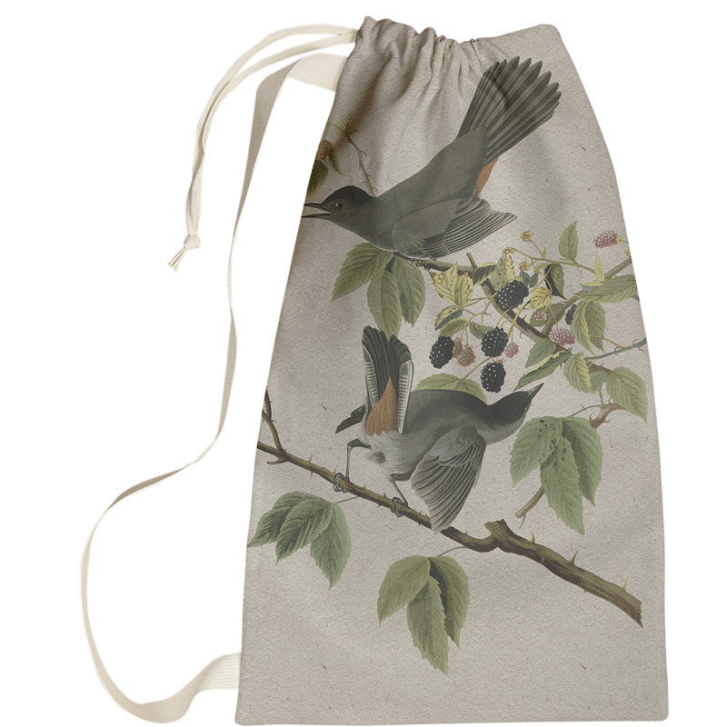 Maciejewski Fabric Laundry Bag with Handles, Small ( 64" H x 20" W x 1.5" D), Gray/Green
