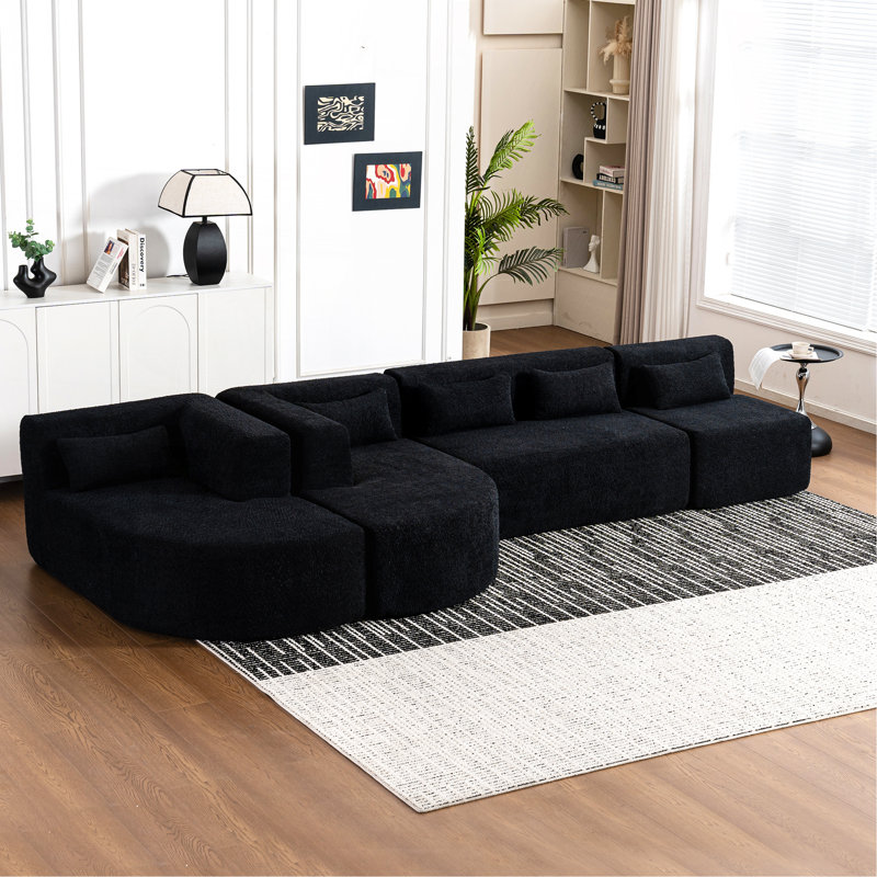 Canapé Boneless 144 ", Bouclé noir