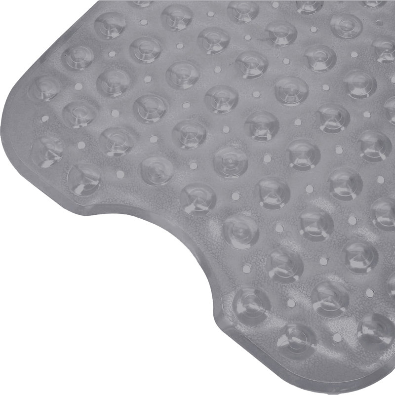 NON SLIP SHOWER MAT FOR BATHROOM (WITH SUCTION CUPS), Square- 53cm L x 53cm W, Grey