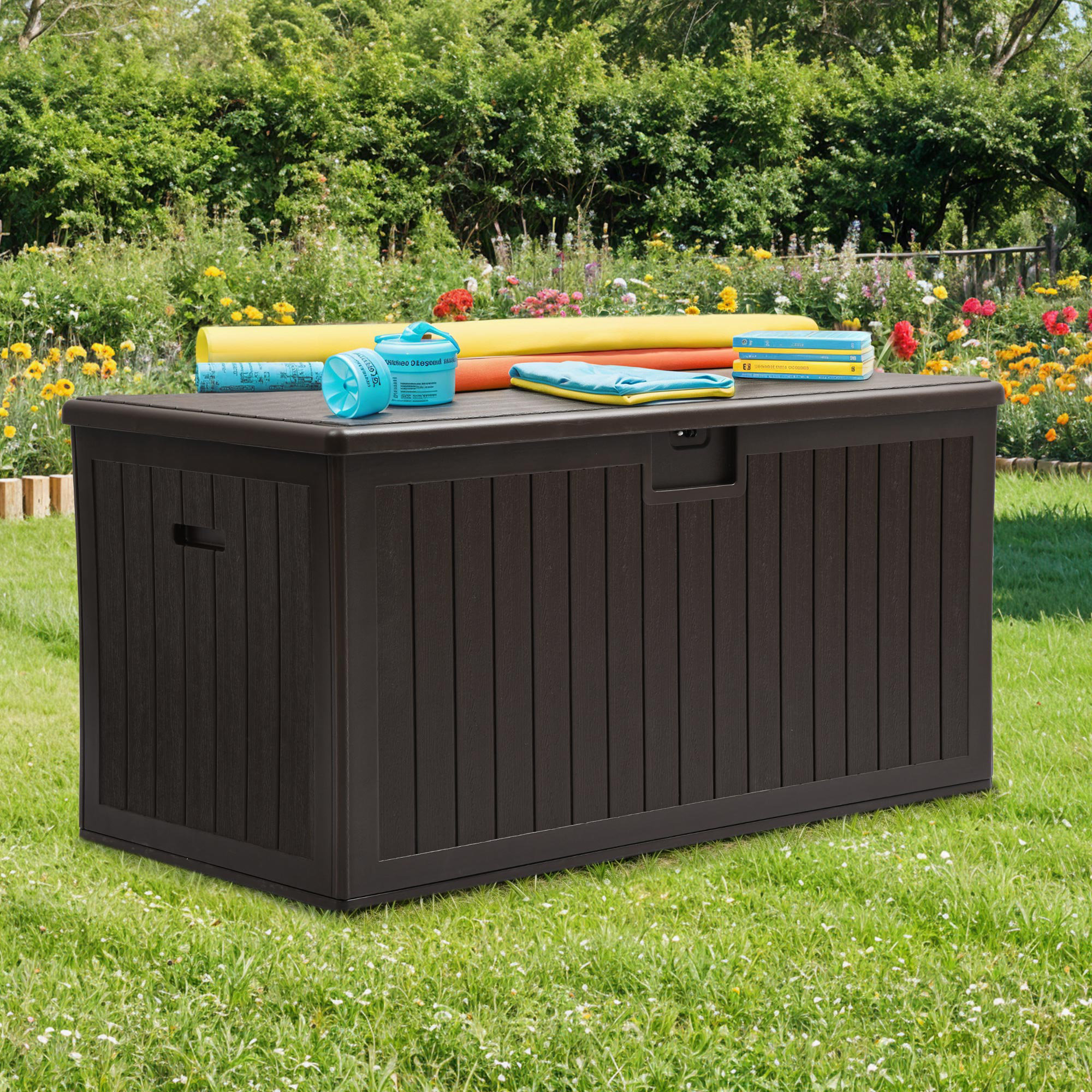 Edrosie Inc 54.3'' W 150 Gallons Water Resistant Resin Lockable Deck Box Wayfair