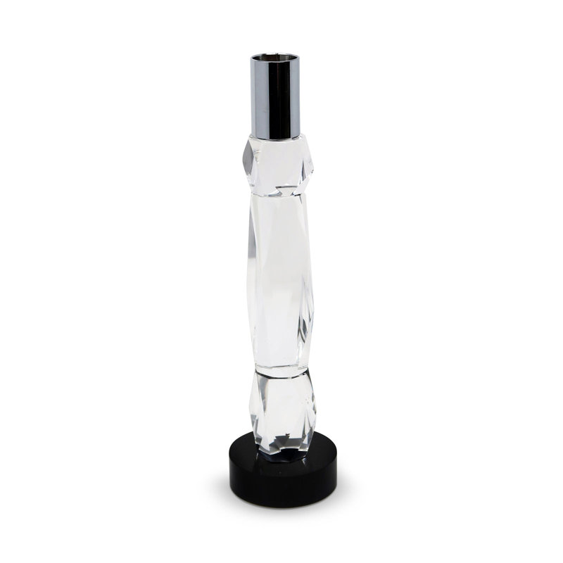 Bougeoir en cristal - H 9,5 po, H 9,5 po x l 2,5 po x P 2,5 po