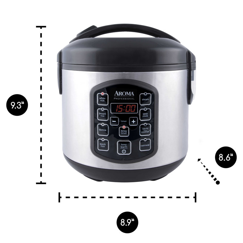 AROMA Professional Digital Rice Cooker, Multicooker, 4-Cup (Uncooked) / 8-Cup (Cooked), 2 Qt, Stainless Steel Exterior