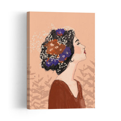 Floral Reverie Elegant Retro Romantic Portrait Flower Wall Art Print 1 Piece Wrapped Canvas Wall Art