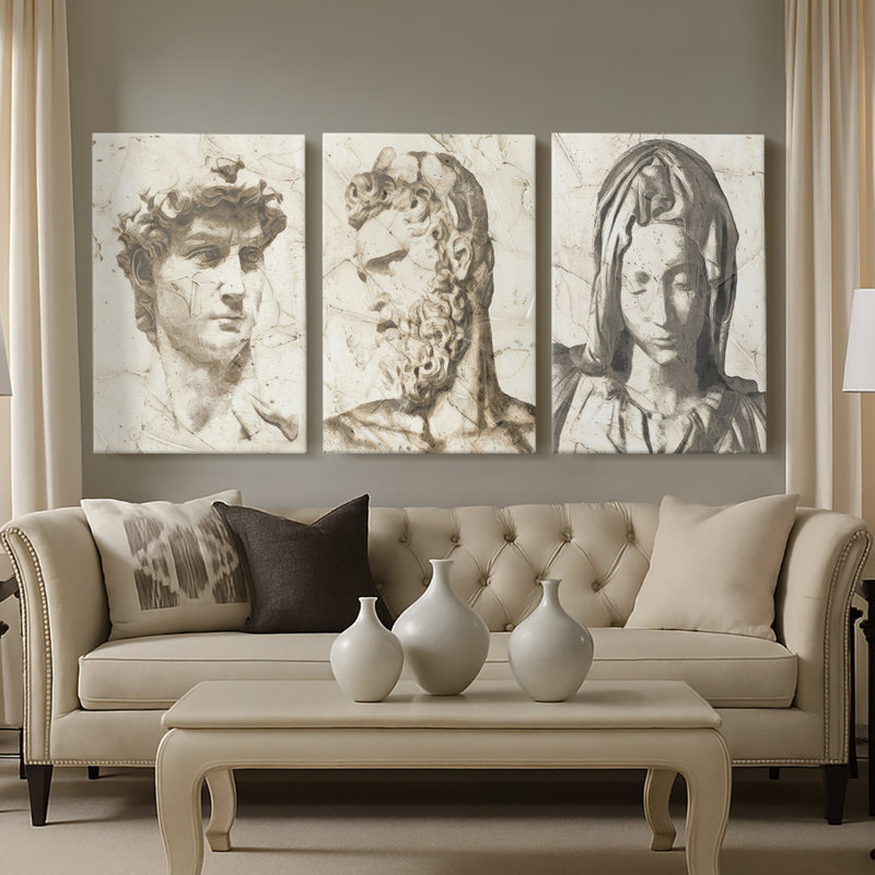 Classical Study I  -Custom Wrapped Gallery Canvas - 3 Pieces, 36" H x 72" W