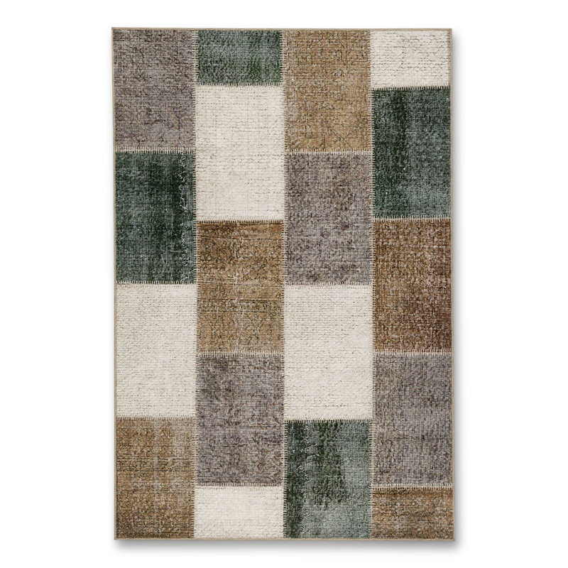 Tapis jaune tissé Mosso, 3'3" x 4'11"