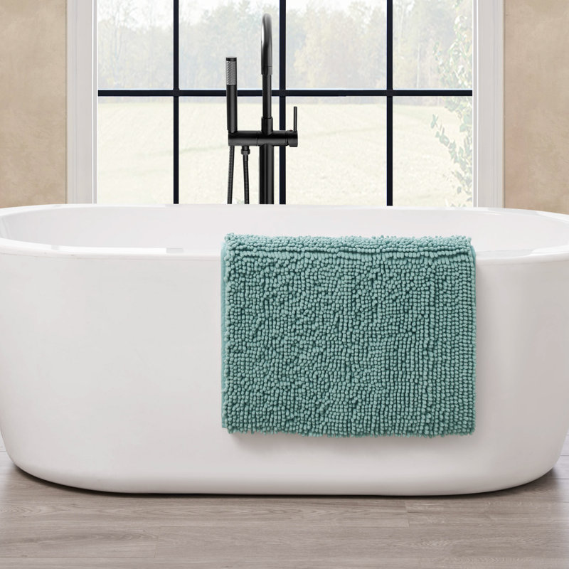 Non-Slip Bath Mat - Basics by Wayfair™, Aqua, Single - 27" L x 45" W