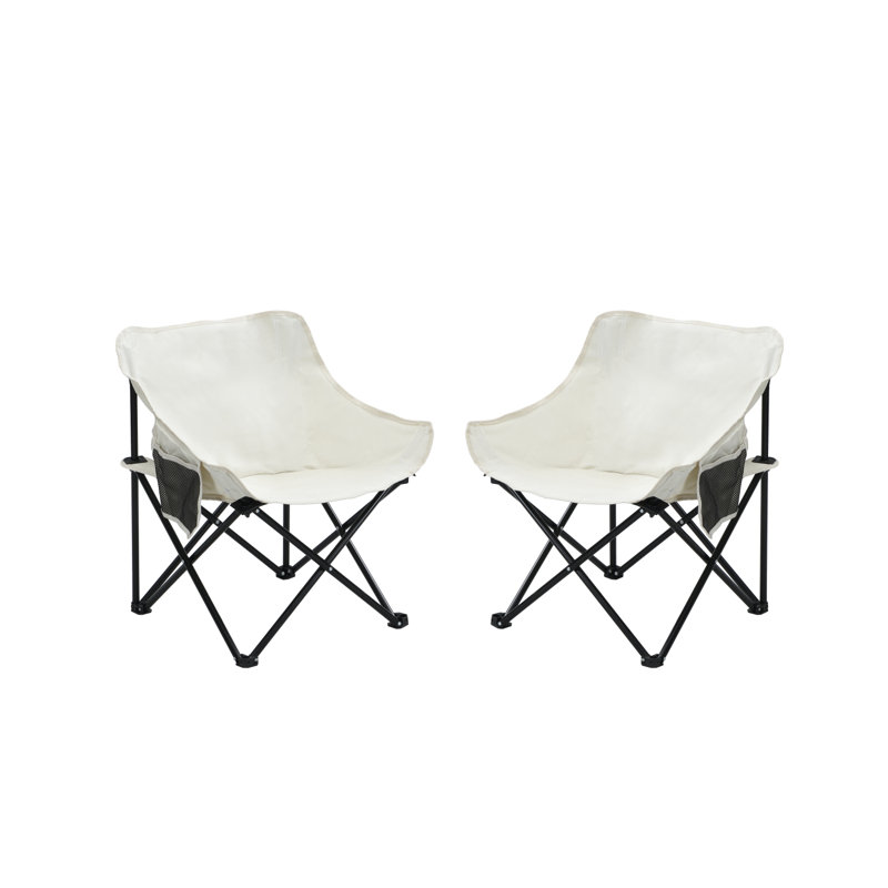 2PCS Outdoor Camping Chairs Folding/Portable, Carry Bag, Beige