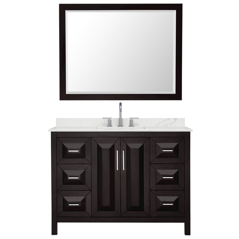 Daria 48'' W Vanity, Brown, Polished Chrome, White Quartz