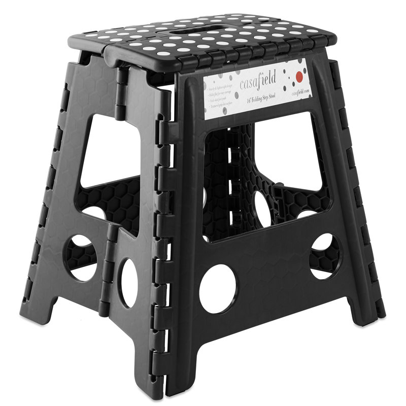 1 - Step Plastic Folding Step Stool, Black