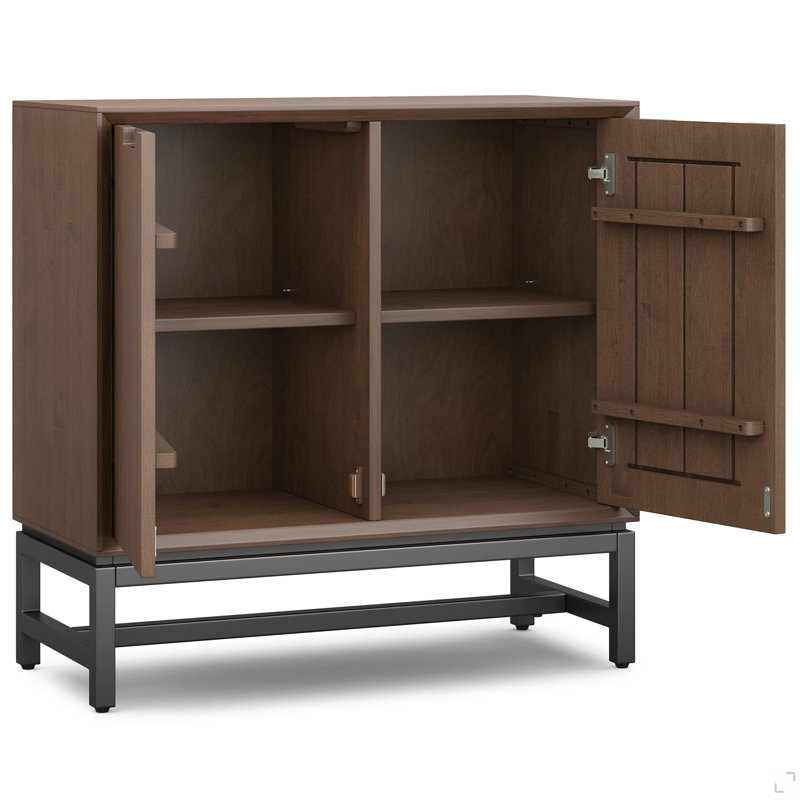 Armoire de rangement basse en bois massif brun noyer de 32 pouces de largeur Banting