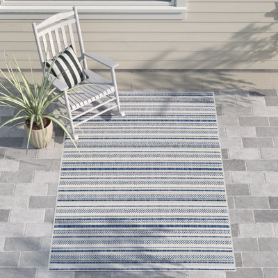 Bellino Striped Denim Indoor/Outdoor Area Rug