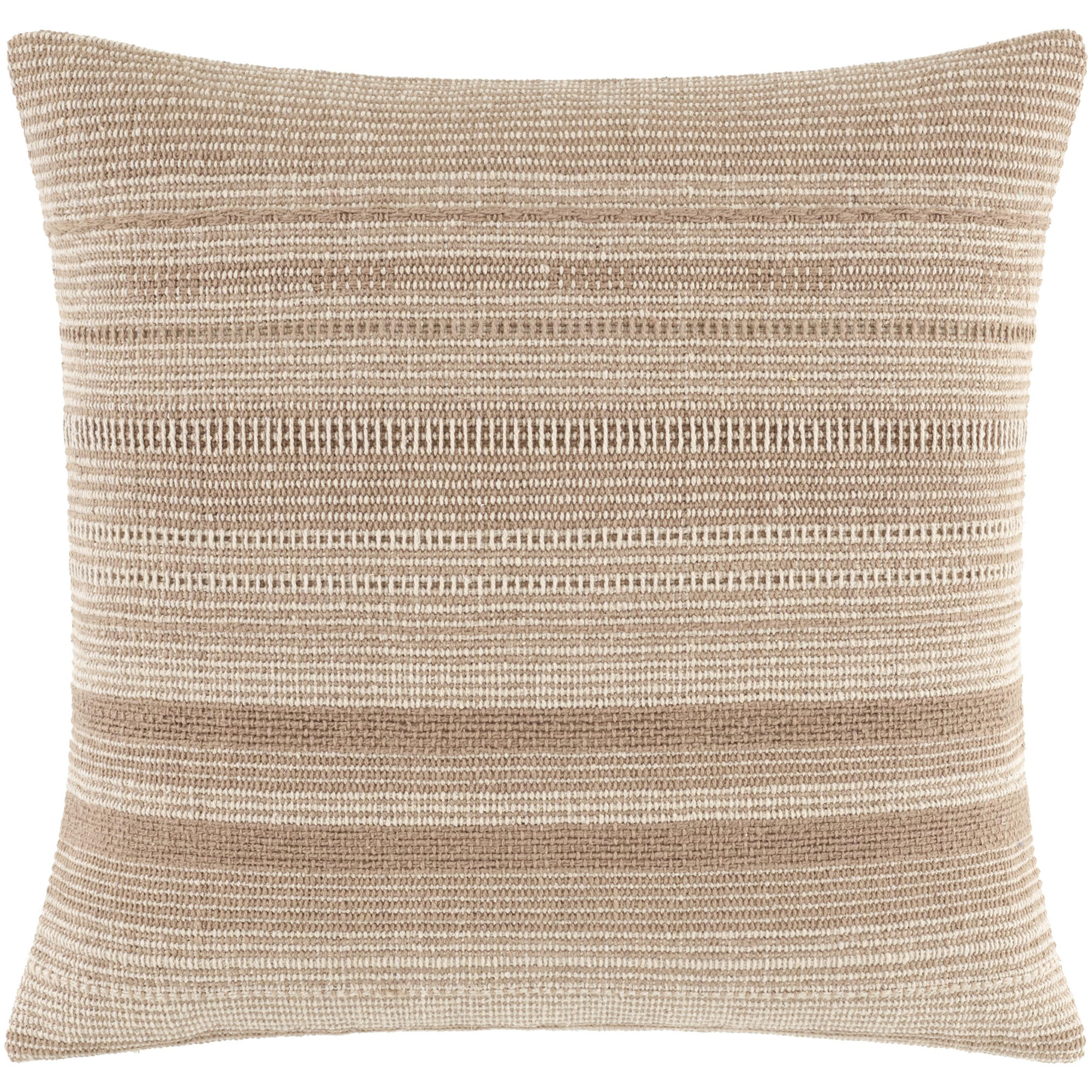 Dalton  Accent Pillow Cover & Insert, Pillow Cover Only - No Insert, Square 18", Tan/Beige