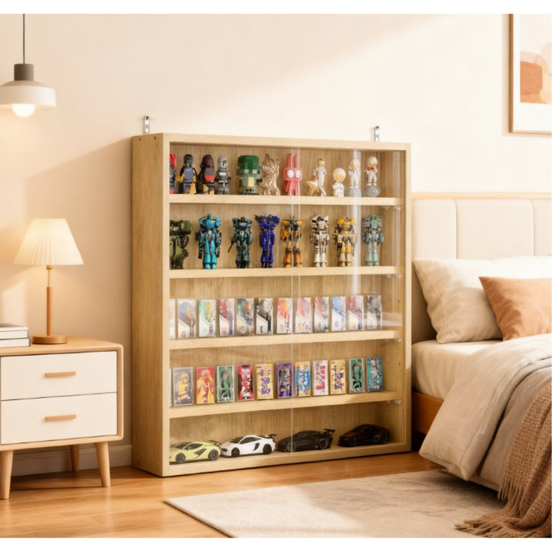 Display Case For Collectibles, Oak