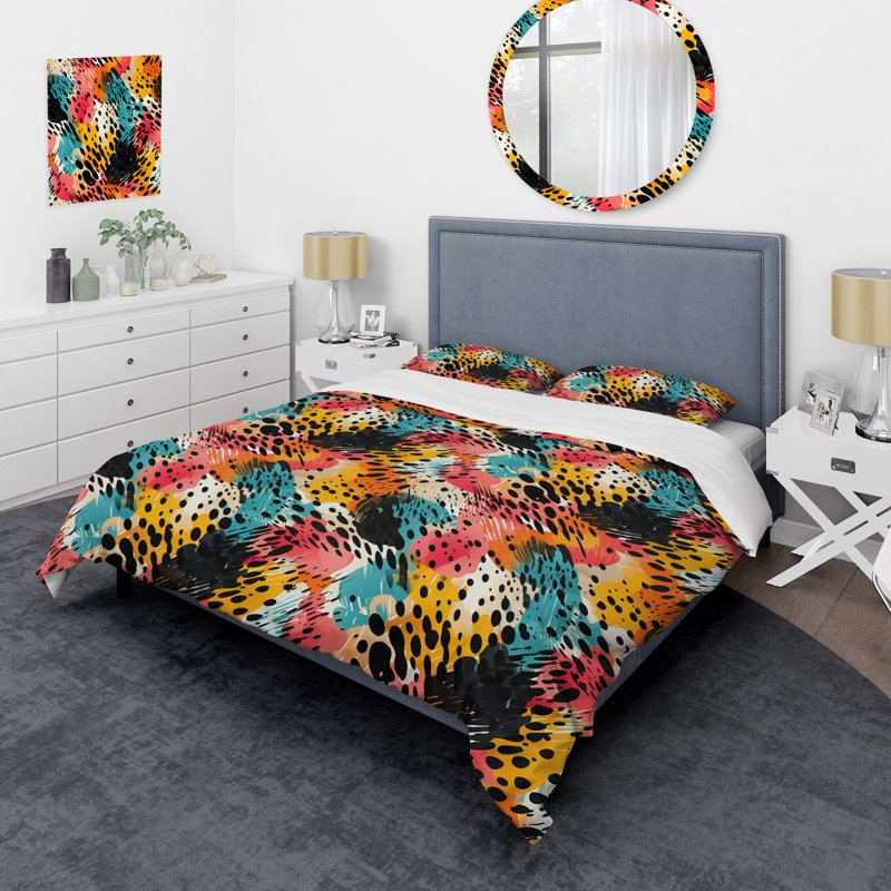 Ensemble de housse de couette Colorful Neon Jungle Flash II, Housse de couette pour très grand lit et 2 très