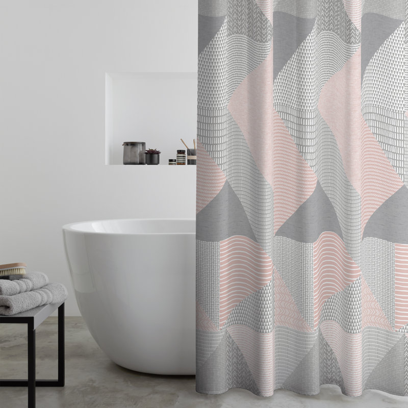 Larsson Geo Shower Curtain, Blush
